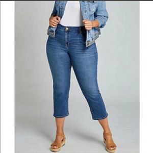 Lane Bryant Blue Cropped Boyfriend Jeans